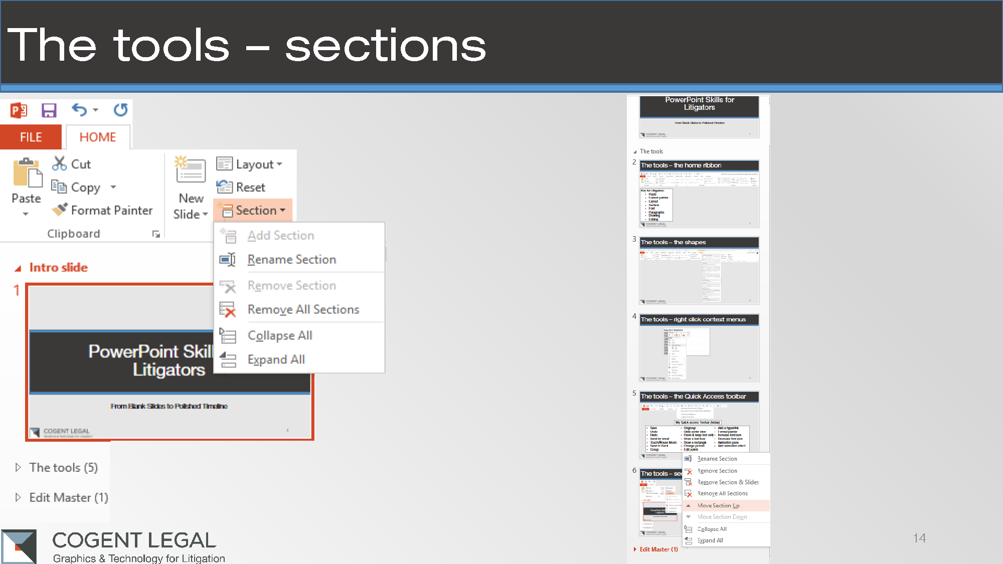 Using sections in PowerPoint allows you to organize your deck during presentation
