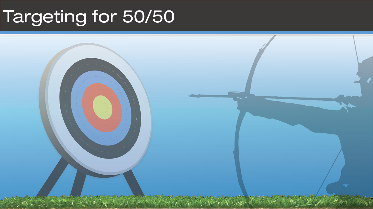 arrow target analogy for 50/50 split in Nash Bargaining Solution