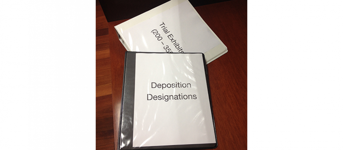Binders for deposition designations and trial exhibits